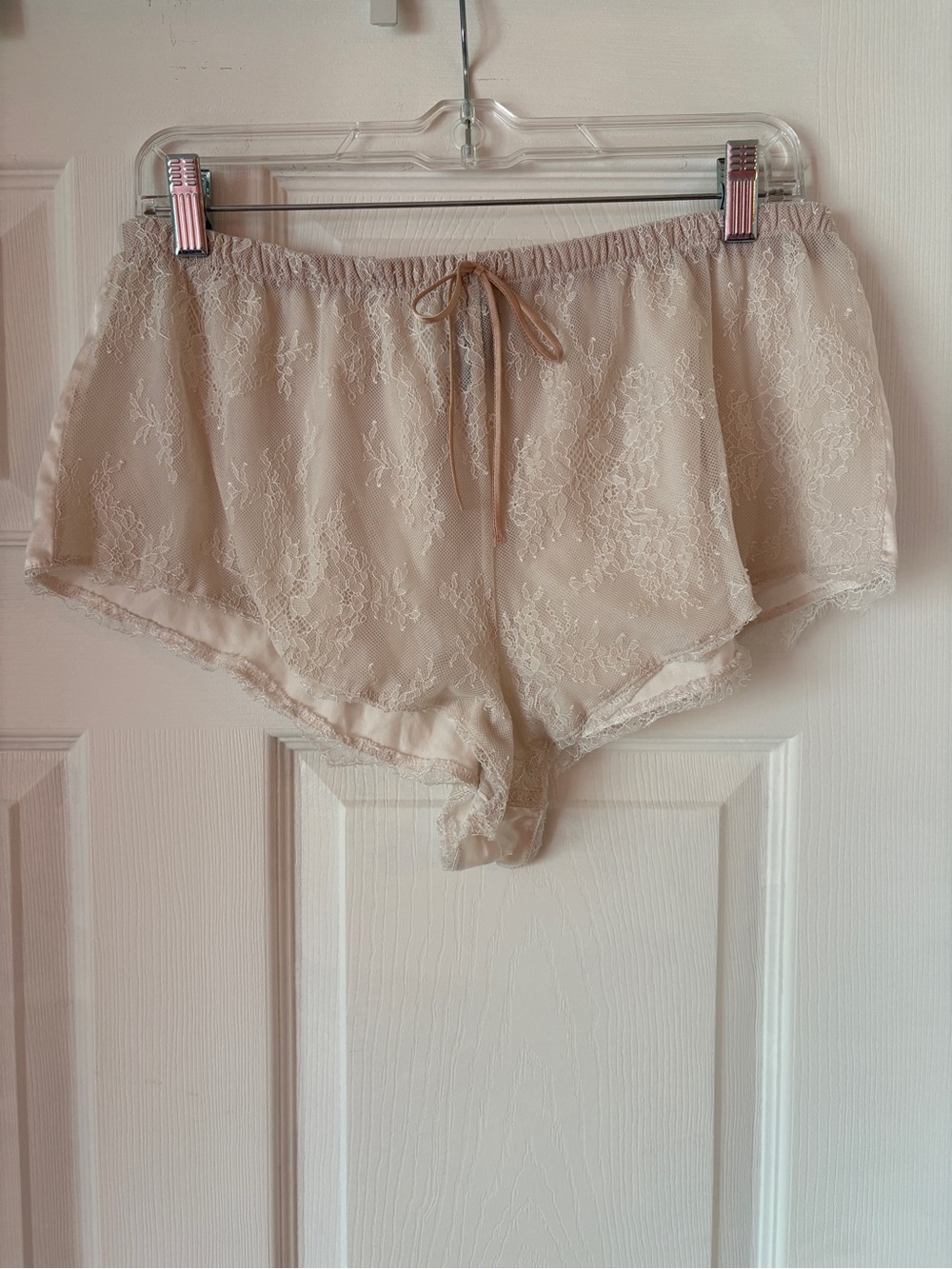 Victoria’s Secret Lace Front Satin Sleep Shorts in Cream